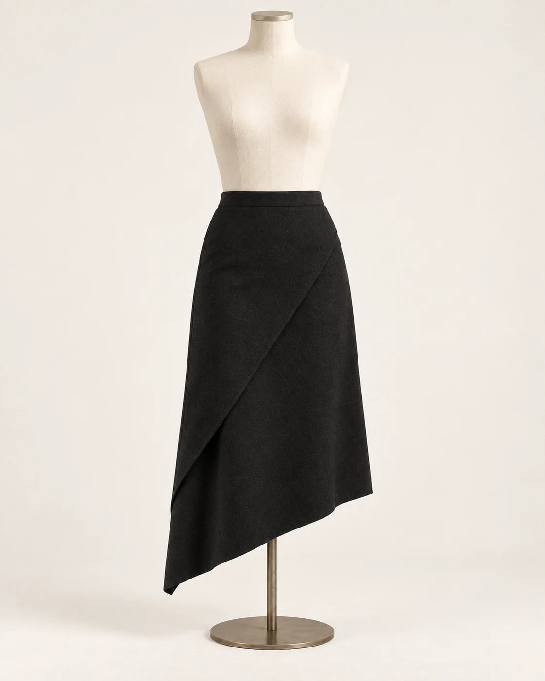 A black skirt on a mannequin, one way a garment can be photographed for the wardrobe